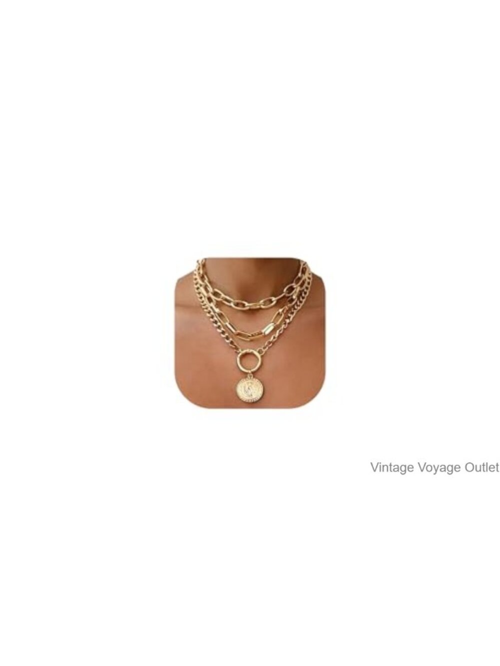 Chunky Gold Layered Necklace Set Vintage Hip Hop Statement